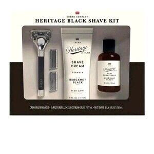 Cremo Heritage Black Shave Kit (Razor, Refills, Shave Cream & Balm)